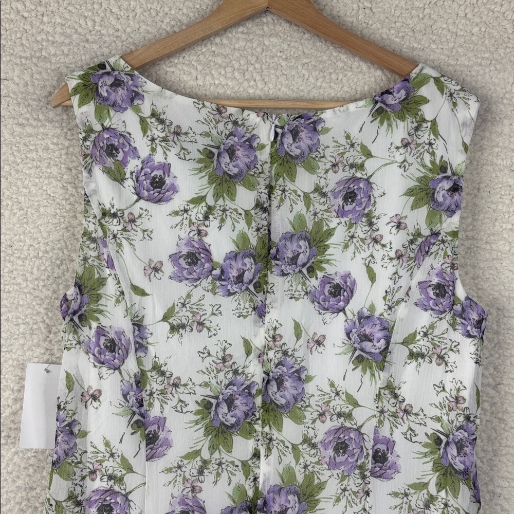 NWT Connected Apparel Womens Purple Floral Print Crew Neck Tank Dress Size 12 - Picture 7 of 12